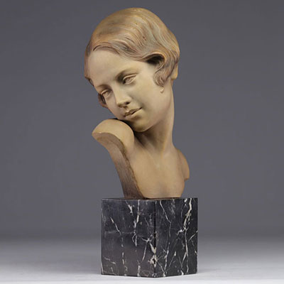 Auguste Henri CARLI (1868-1930) Terracotta bust of a 