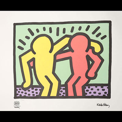 Keith Haring (après) - Ensemble - Offset lithographie sur papier vélin papier Imprimé signature, timbre sec de la Fondation Edition limitée à 150 exemplaires