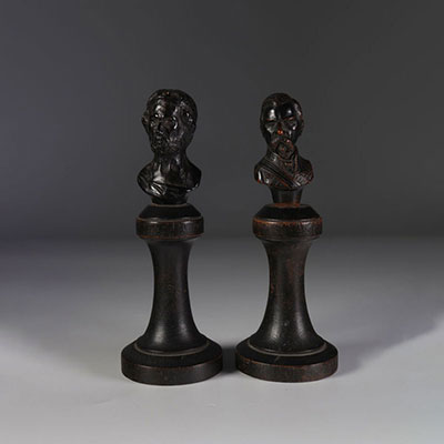 18th century carved wooden busts 
