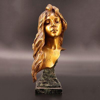 Emmanuel Villanis （1858-1914）年轻女人青铜半身雕塑像