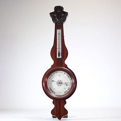 Barometer thermometer in mahogany