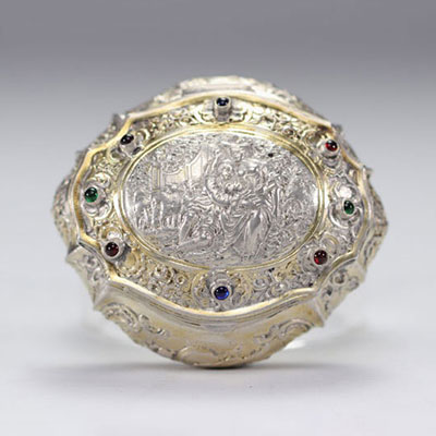 Silver box decorated with glass beads from 18th century