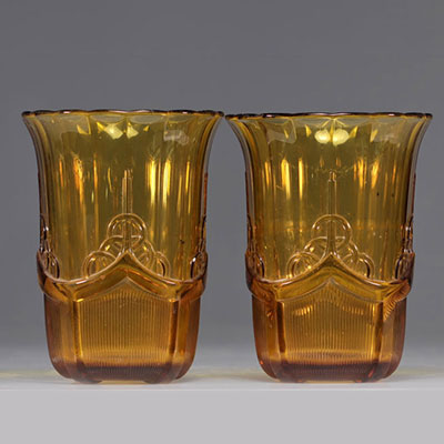 (2) Paire de vases Luxval Olympique en verre