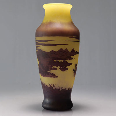 CHARLES SCHNEIDER large vase with acid-etched and multi-layered landscape decoration