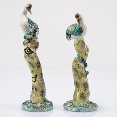 Pair of Chinese porcelain birds
