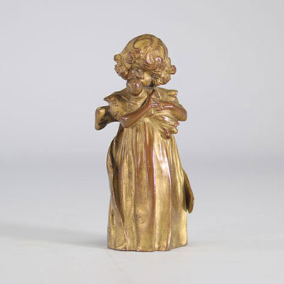 Leo LAPORTE-BLAIRSY (1867-1923) bronze en cachet d'une petite fille avec sa poupée de fonderie de Paris
