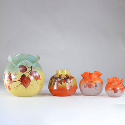 Legras lot de 4 vases à décor floral