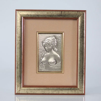 Edouard Manet. The topless blonde. Silver bas-relief. Signed “Manet”.