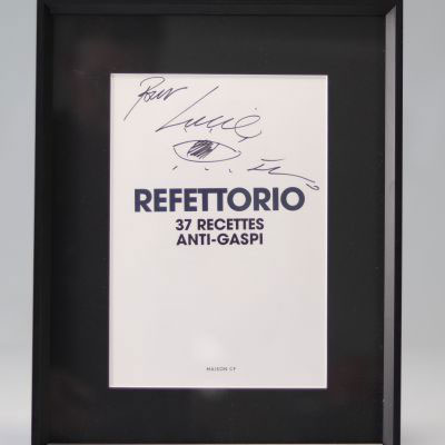 JR - The Eye, 2020 Dessin à l’encre sur noir sur page de garde du livre Refettorio.