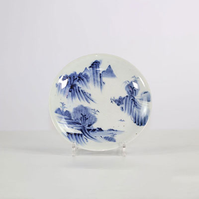 Assiette en porcelaine  blanc bleu ,japon XIXème.