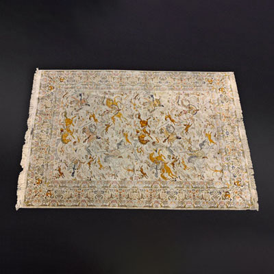 Large Persian woven carpet- hunting scene