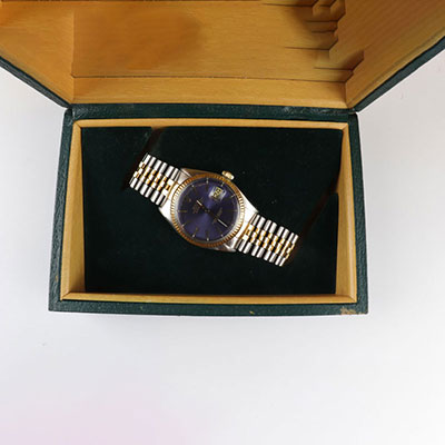 ROLEX - Homme Oyster Perpetual Datejust bracelet bicolore. automatique. Fond bleu. 36 mm