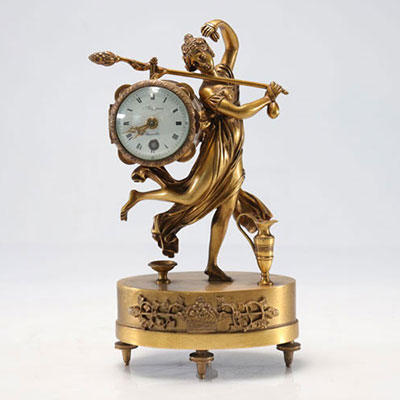 Pendulette en bronze jeune femme Luppens pendule XIXème