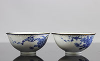 Chine, Paire de bols en porcelaine, marque et époque Guangxu