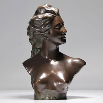 Jef LAMBEAUX (1852-1908) Buste femme bronze