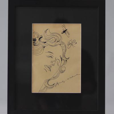 Andy Warhol, (attributed to) Drawing in black marker on paper Signed, unique work