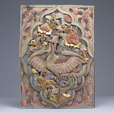 China woodwork carved with a polychrome phoenix