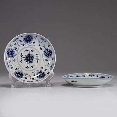 Paires d'assiettes blanc bleu marque Kangxi