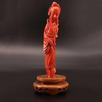 China - Guanyin in red coral 1900