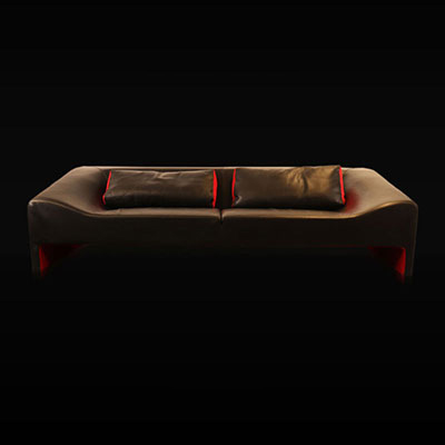 Design furniture - Moroso sofa - Malmö by Patricia Urquiola (model 240cm - black leather / red felt)