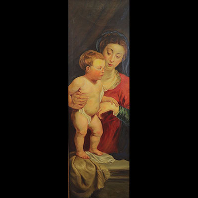 Oil painting on canvas Italy Virgin and Child