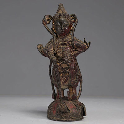 Dignitaire en bronze et laque époque Ming
