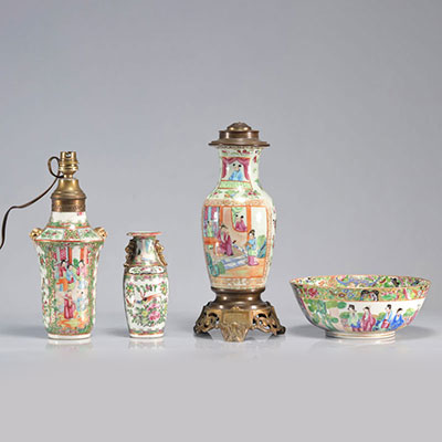Porcelaines de Canton et Nankin divers objets (6) 
