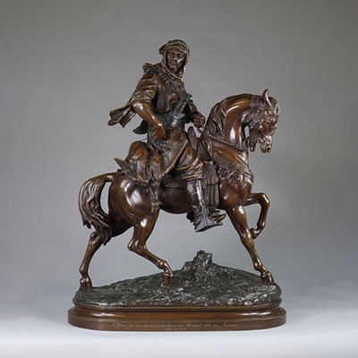After Alfred BARYE (1839- 1882) and Emile GUILLEMIN (1841-1907) Orientalist rider