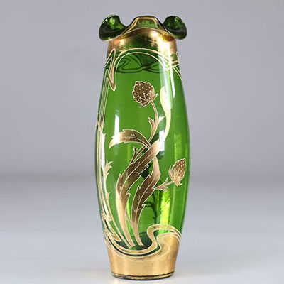 Vase Art Nouveau vert et or