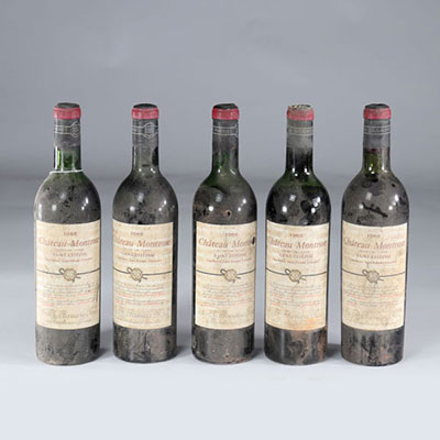 5 bottles - 75cl red wine - chateau montrose 1966