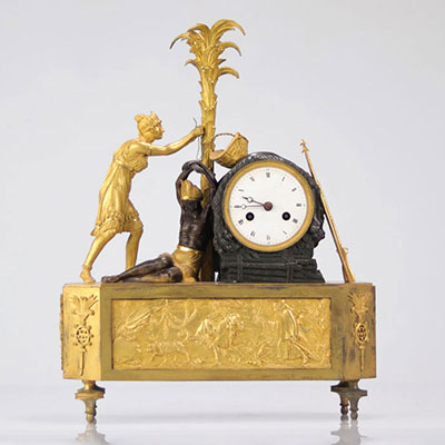 Pendulum in chased and gilded bronze representing Atala delivering Chactas
