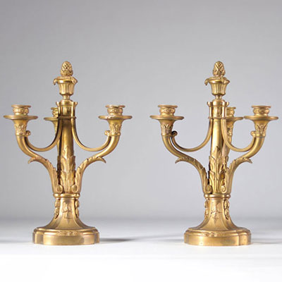 Eugène LELIEVRE (1856-1945) - Fonte SUSSE Frères pair of gilded bronze candlesticks