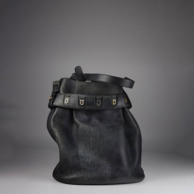 Delvaux purse bag - navy blue grained leather