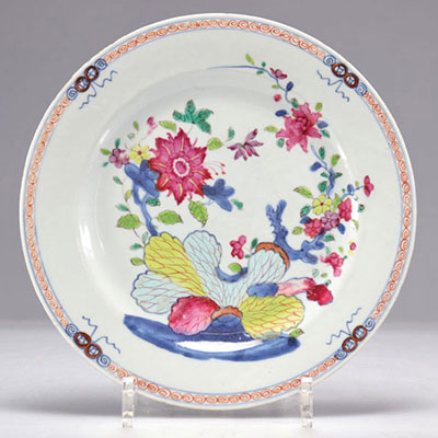 Eighteenth century tobacco leaf famille rose porcelain plate