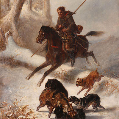 Edouard DE LATOUR (1816/17-1863) la chasse au loup. 1857
