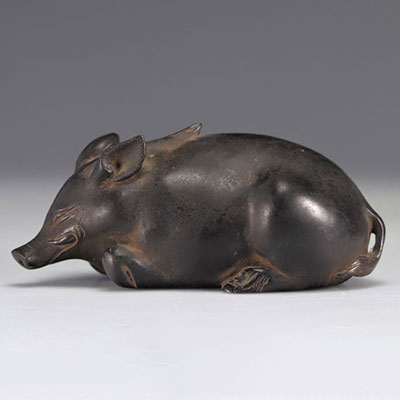Bronze japonais porc sauvage d'époque Meiji (明治時代)