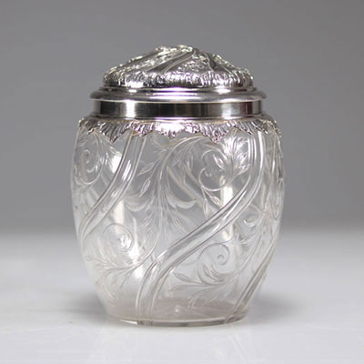 Candy jar, silver, Baccarat crystal, 1900, Art Nouveau, Paris