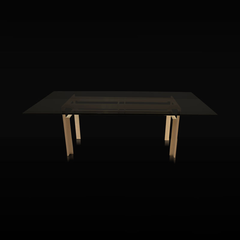 Meuble Design - Table Cassina modèle Doge Structure : aluminium gris foncé brillant Plateau : verre flotté, 15 mm, bords arrondis polis très 