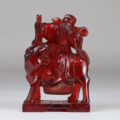 China rider carved red amber