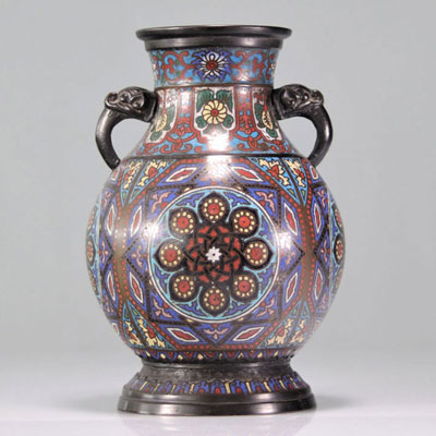 Japan Cloisonne bronze vase 19th 