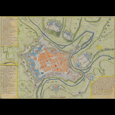 Old map of Luxembourg - capital of the Duchy 