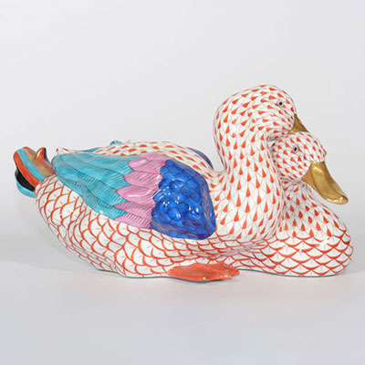 Herend large pair of porcelain ducks. Period XXth century