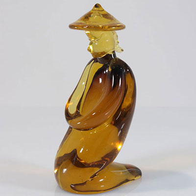 Italy - Merano, yellow glass sculpture, depicting a Chinese - 1960