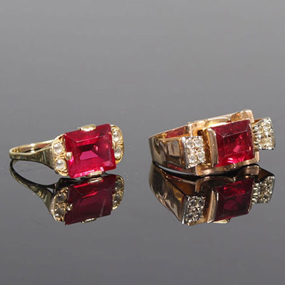 2 rings in gold and red stone 11.4gr