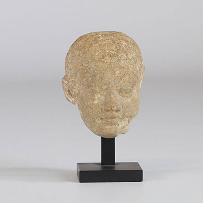 Head of Buddha Gandhara in stucco fragment - Indogrec - 1st century BC