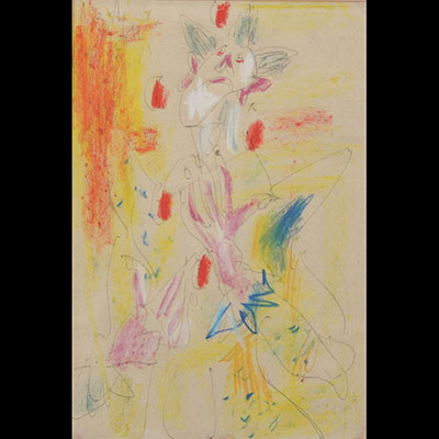 GEN PAUL (1895-1975) crayolor «Clown juggler»