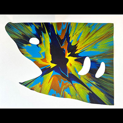 Damien Hirst. 2009. Requin. Spin Painting, acrylique sur papier. Cachet de la signature