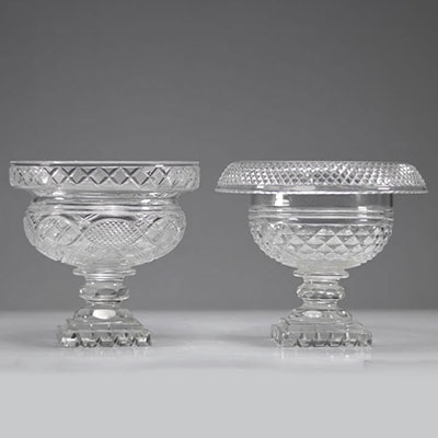 2 cups, Vonêche crystal, 19th century, Charles X period