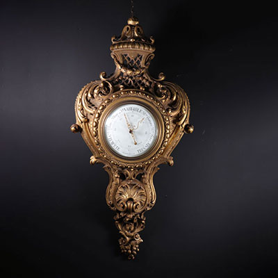 Louis XV barometer in carved gilded wood 19th