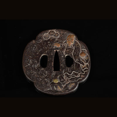 Japan - Tsuba decorated with inlay characters from the Edo period